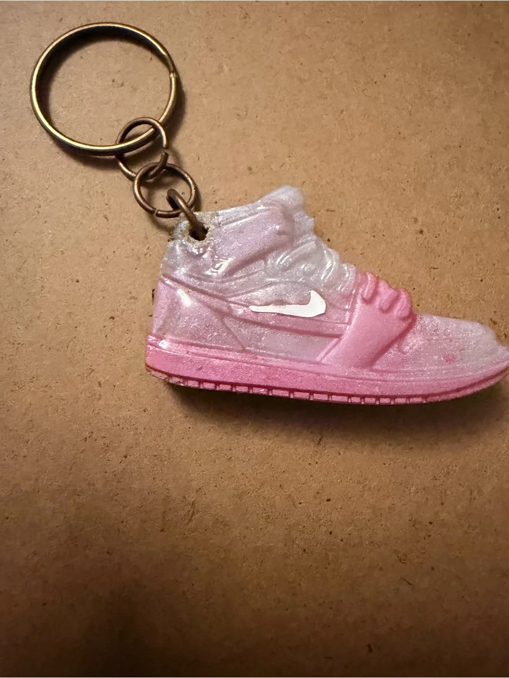 Fashion inspired pink  and White Mini Sneaker Keyring